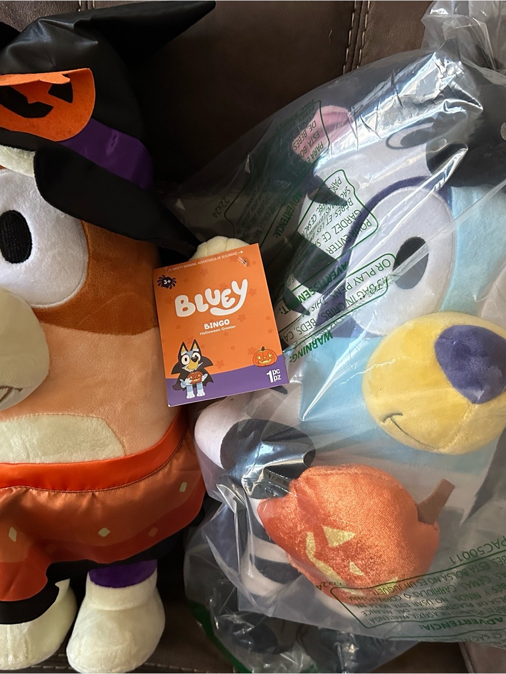 New Bluey and Bingo Plush door greeters- Halloween Outfit Orange & Blue